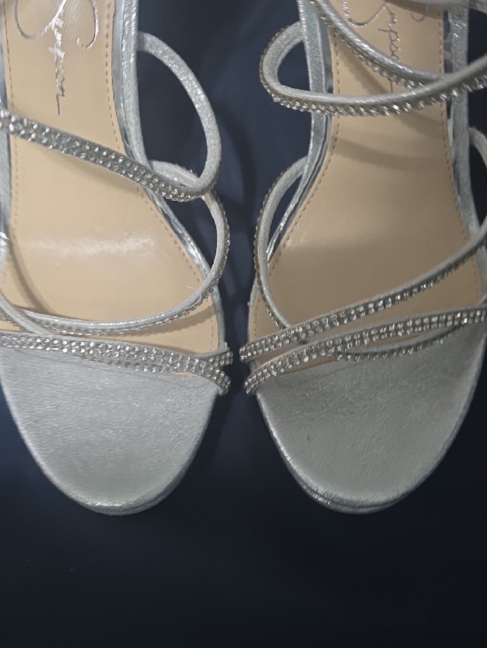 Jessica Simpson Silver Crystal Wrap Heels - Picture 4 of 13